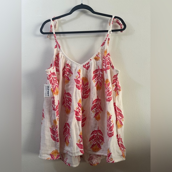 Old Navy Tops - OLD NAVY NWT Loose Floral Top SIZE EXTRA LARGE Vibrant Delicate White Orange Sun